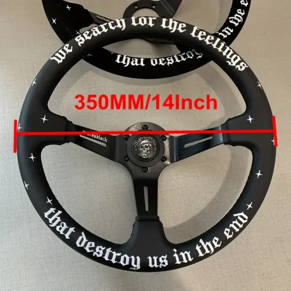 14-Inch JDM Drift Steering Wheel – Black with White Stars