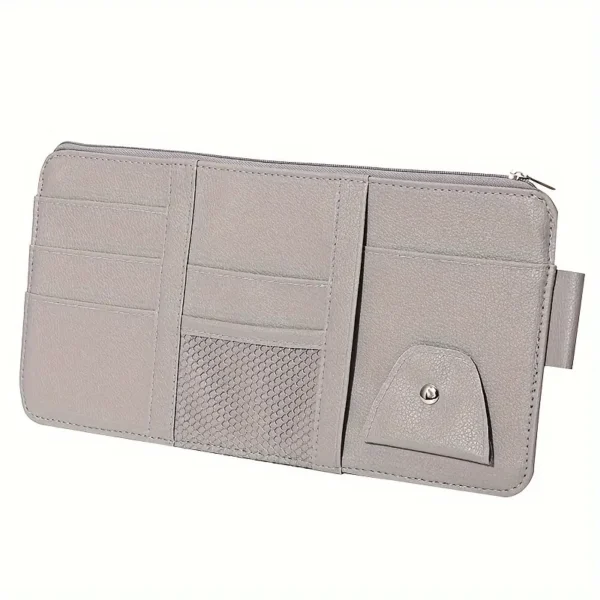 55382858-5533-420a-a72c-26fed50f3959.webp Gray PU Leather Car Visor Organizer