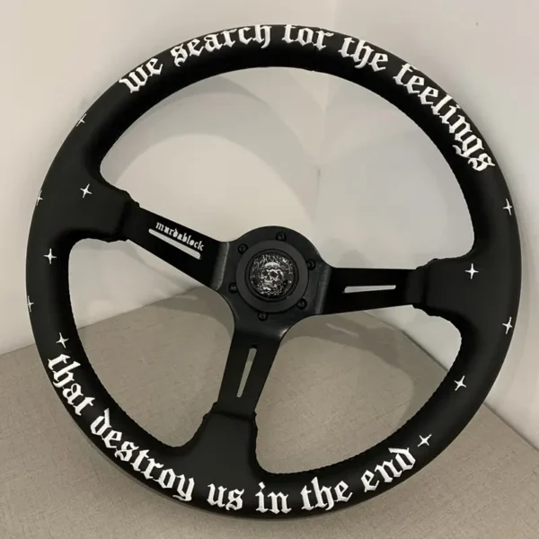 14-Inch JDM Drift Steering Wheel – Black with White Stars